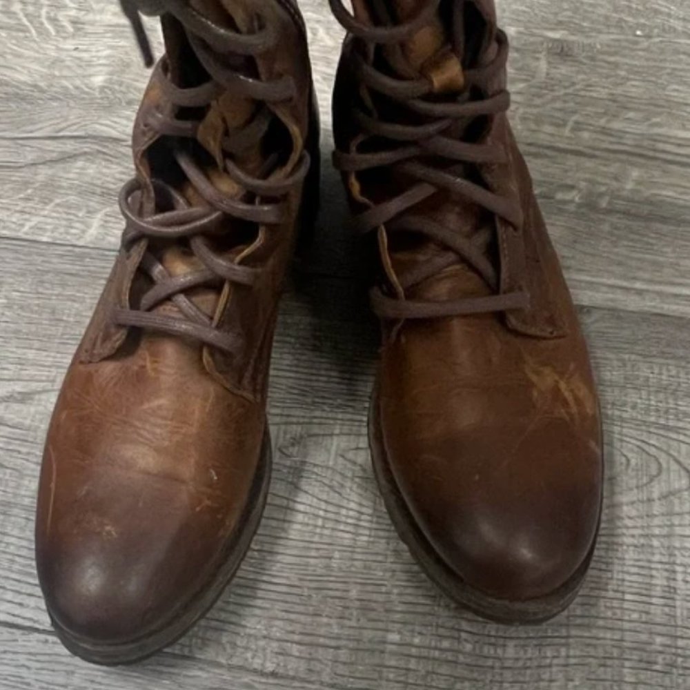 Frye Melissa Tall Lace Up Women Cognac Riding Boot - Sz 7 - Picture 4 of 6